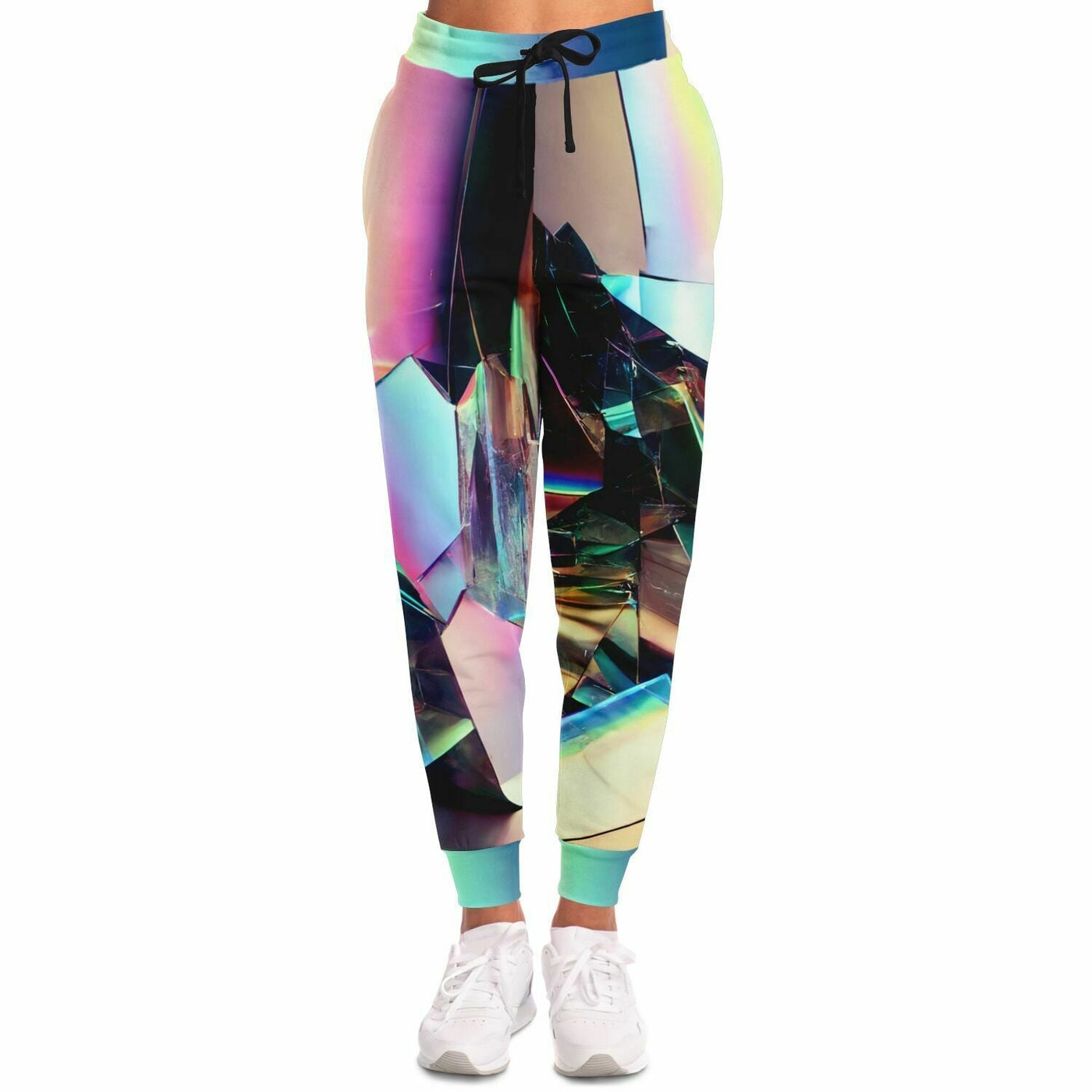 Glitchy Holographic Mirror Pattern | New Wave Fashion Joggers