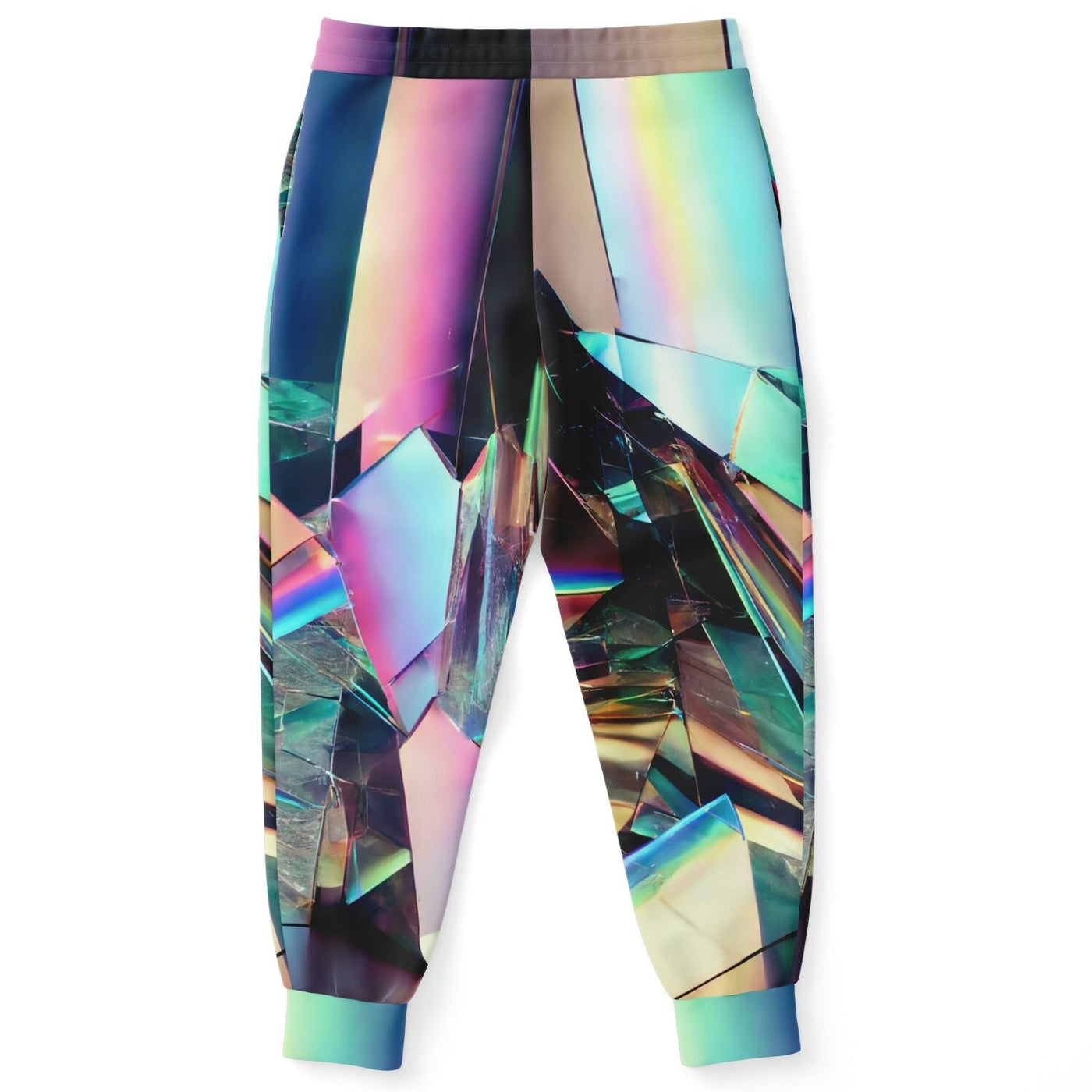 Glitchy Holographic Mirror Pattern | New Wave Fashion Joggers