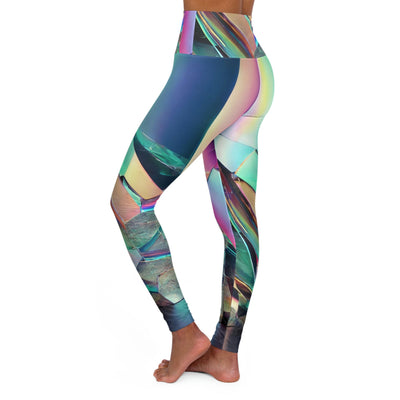 Glitchy Holographic Mirror Pattern | New Wave Yoga Leggings