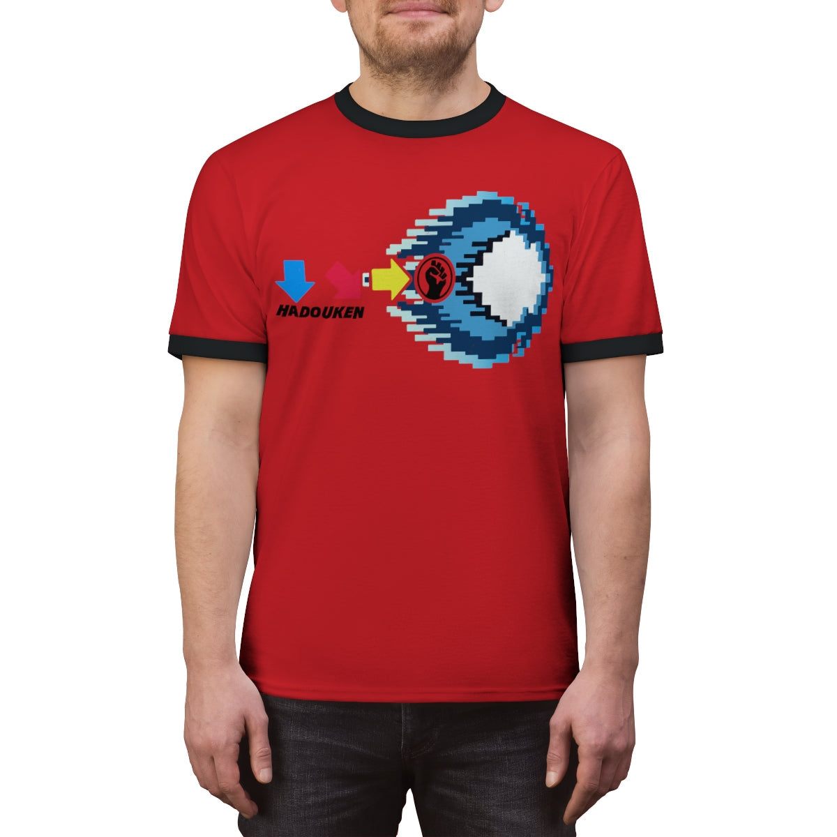 Hadouken T-Shirt - Street Fighter Arcade | Retro Gamer Ringer T-shirt