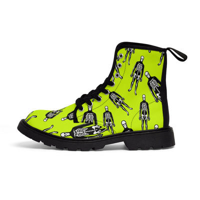 Halloween Skeletons - Psychobilly Pattern | Punk Fashion Canvas Boots (Women's sizes)