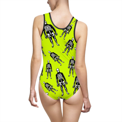 Halloween Skeletons - Psychobilly Pattern | Punk Fashion One-Piece Swimsuit