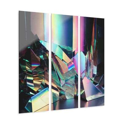 "Hypnotic Reflections", Holographic Scattered Mirror Artwork | Acrylic Triptych Print