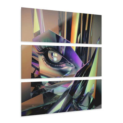 "Luminous Illusion" - Captivating Holographic Scattered Mirror Artwork in Acrylic Triptych Print