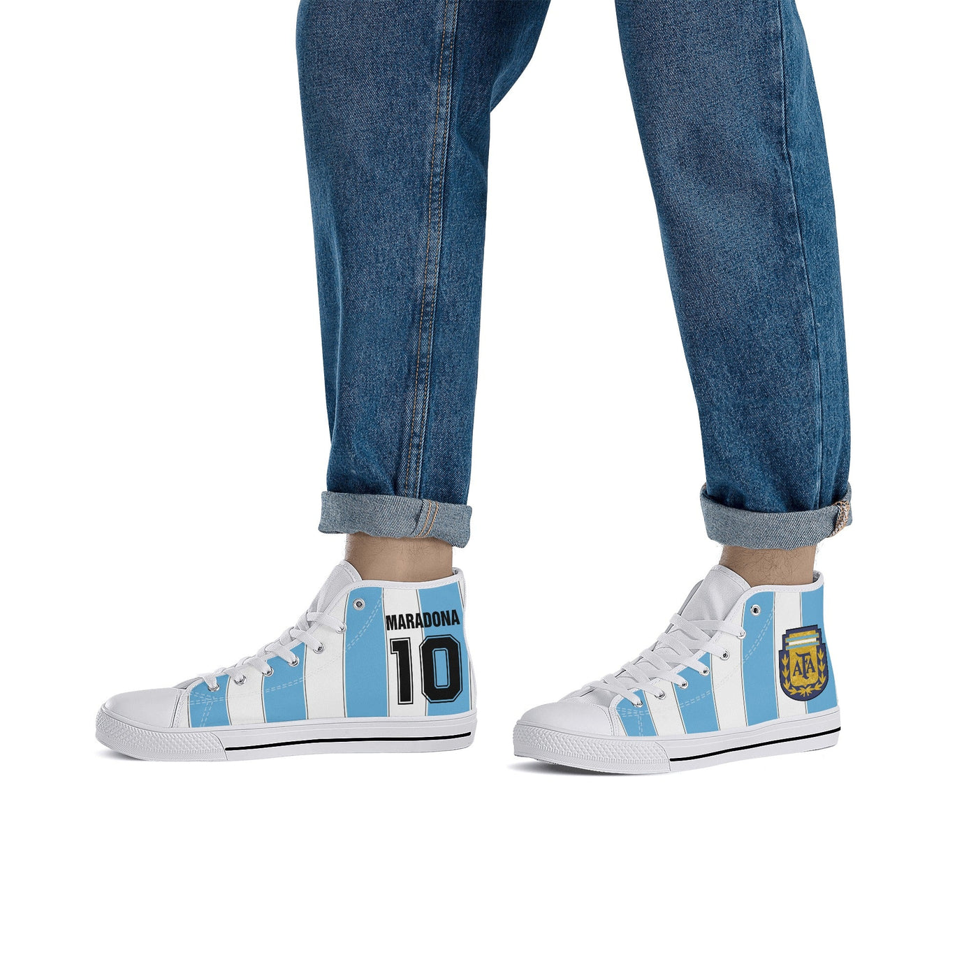 Maradona Argentina - Tribute Shoes | High Top Canvas Sneakers