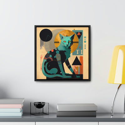 "Mystic Feline of The Tarots" Elegant Art Collage | Framed Wall Canvas
