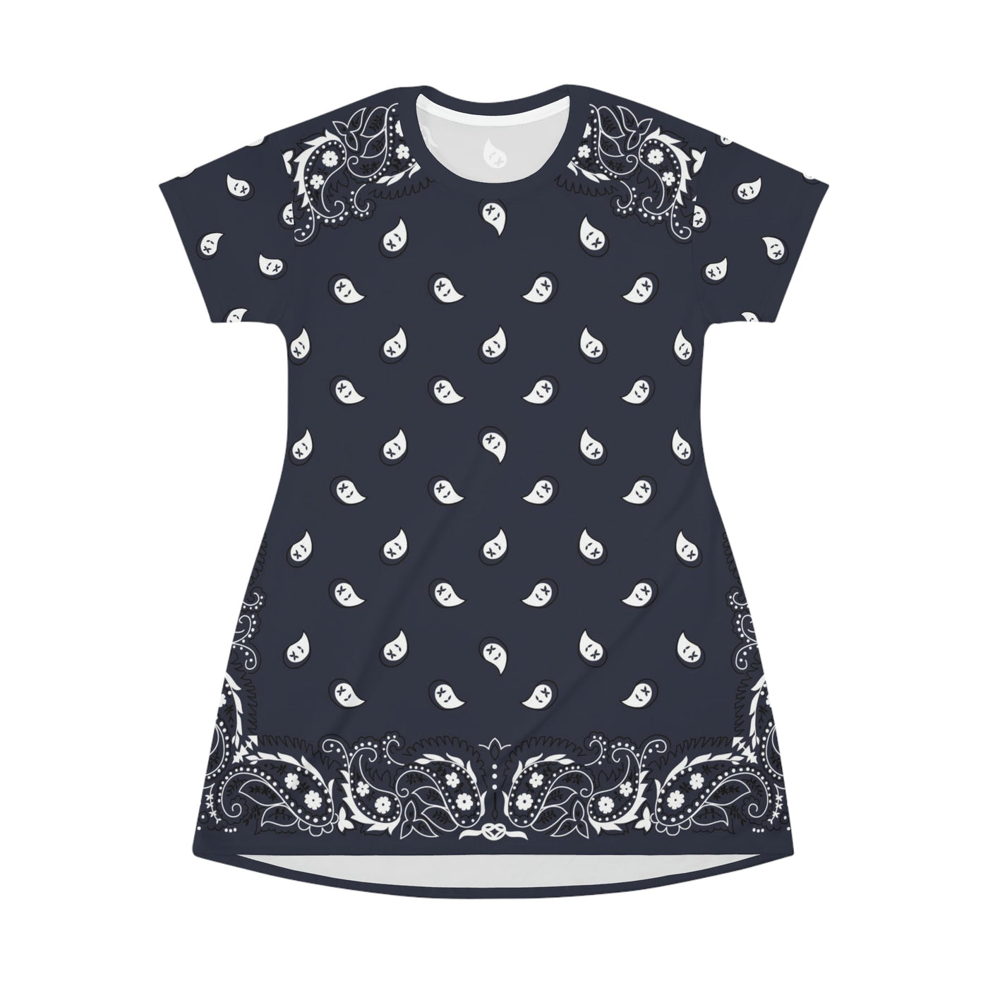 Navy Blue Bandana Pattern | Fashion T-Shirt Dress