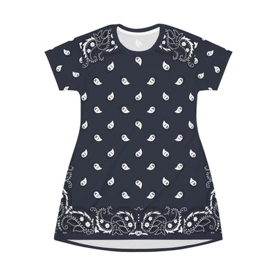 Navy Blue Bandana Pattern | Fashion T-Shirt Dress