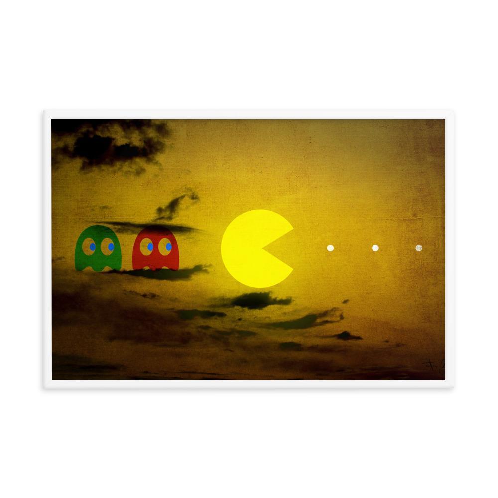 Pac-scape sun-side - Pacman Art | Framed poster