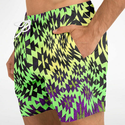Psychedelic Neon Lime Black | Raver Swim Shorts