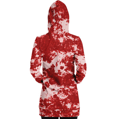 Red & White tie-dye Effect | Retro pop Long Hoodie Dress