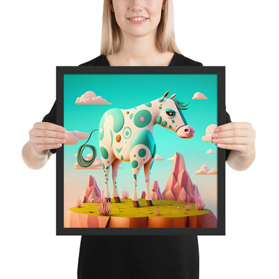 "Rockin' Horse", Colourful Surreal Horse - Dreamy Landscape | Framed poster