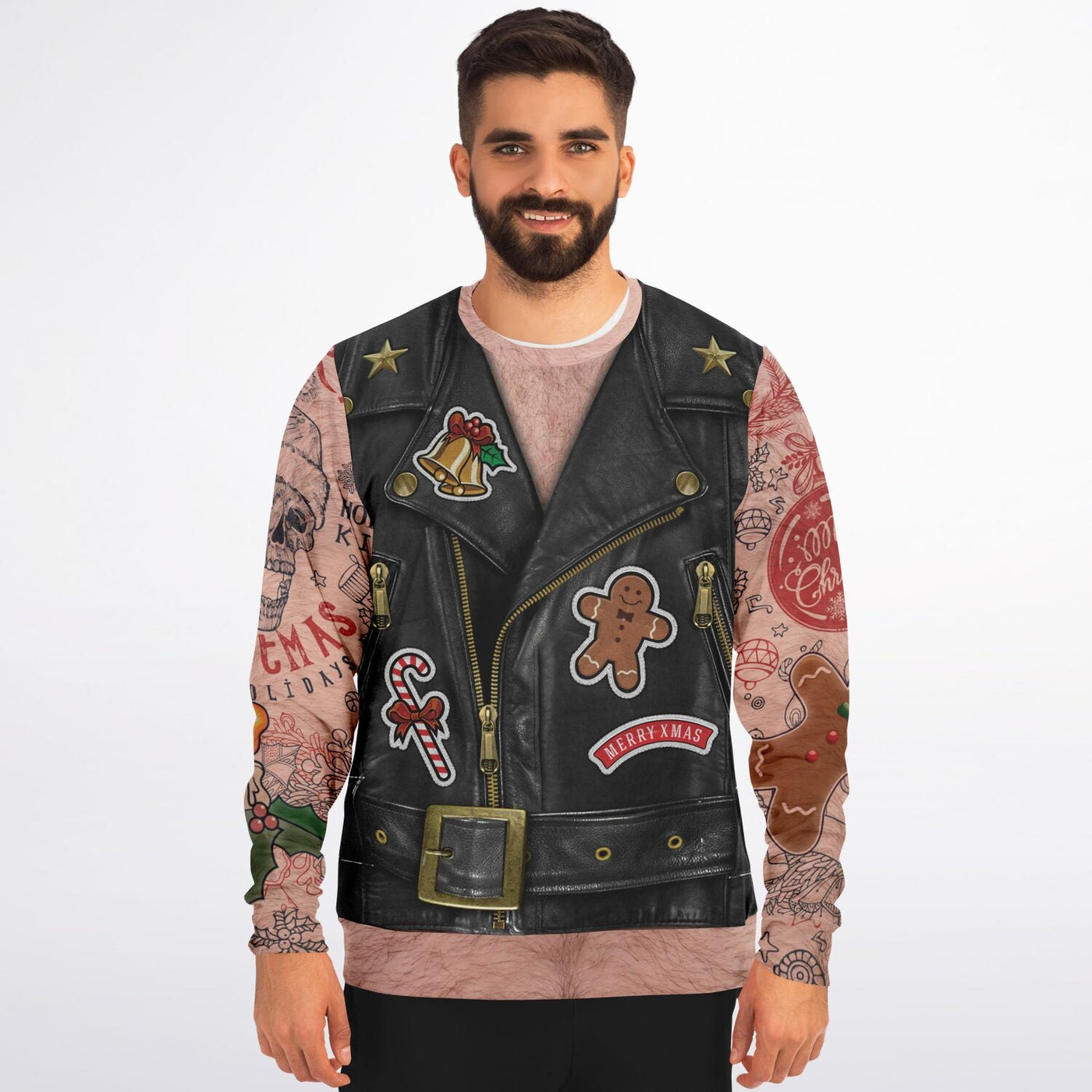 Santa Claus Motorcycle Vest | Ugly Xmas Sweatshirt