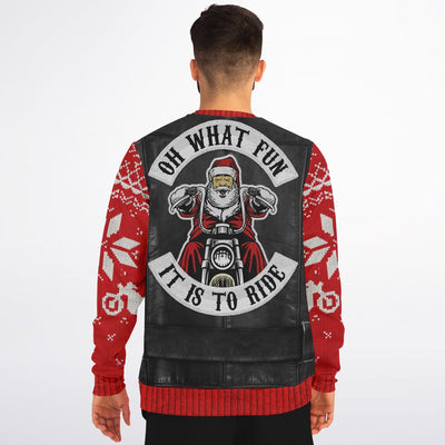 Santa Motorcycle Vest | Ugly Xmas Sweatshirt
