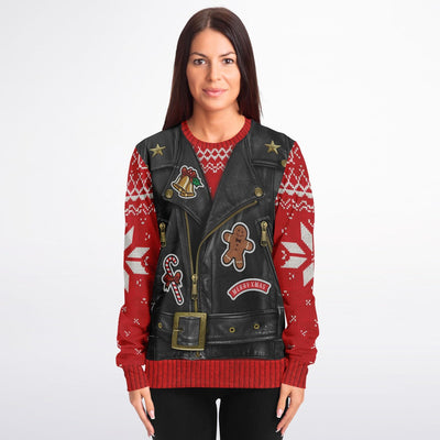 Santa Motorcycle Vest | Ugly Xmas Sweatshirt