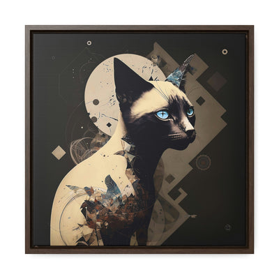 "Siamese Elegance", Mystic Elegant Siamese Cat Collage | Framed Wall Canvas