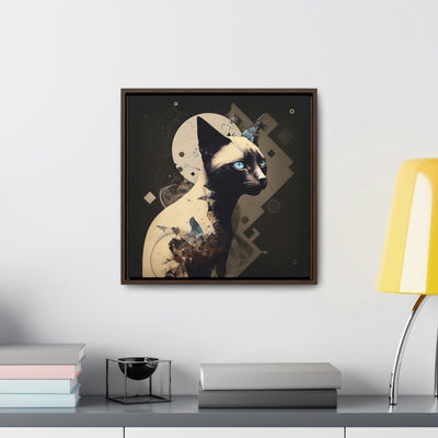 "Siamese Elegance", Mystic Elegant Siamese Cat Collage | Framed Wall Canvas