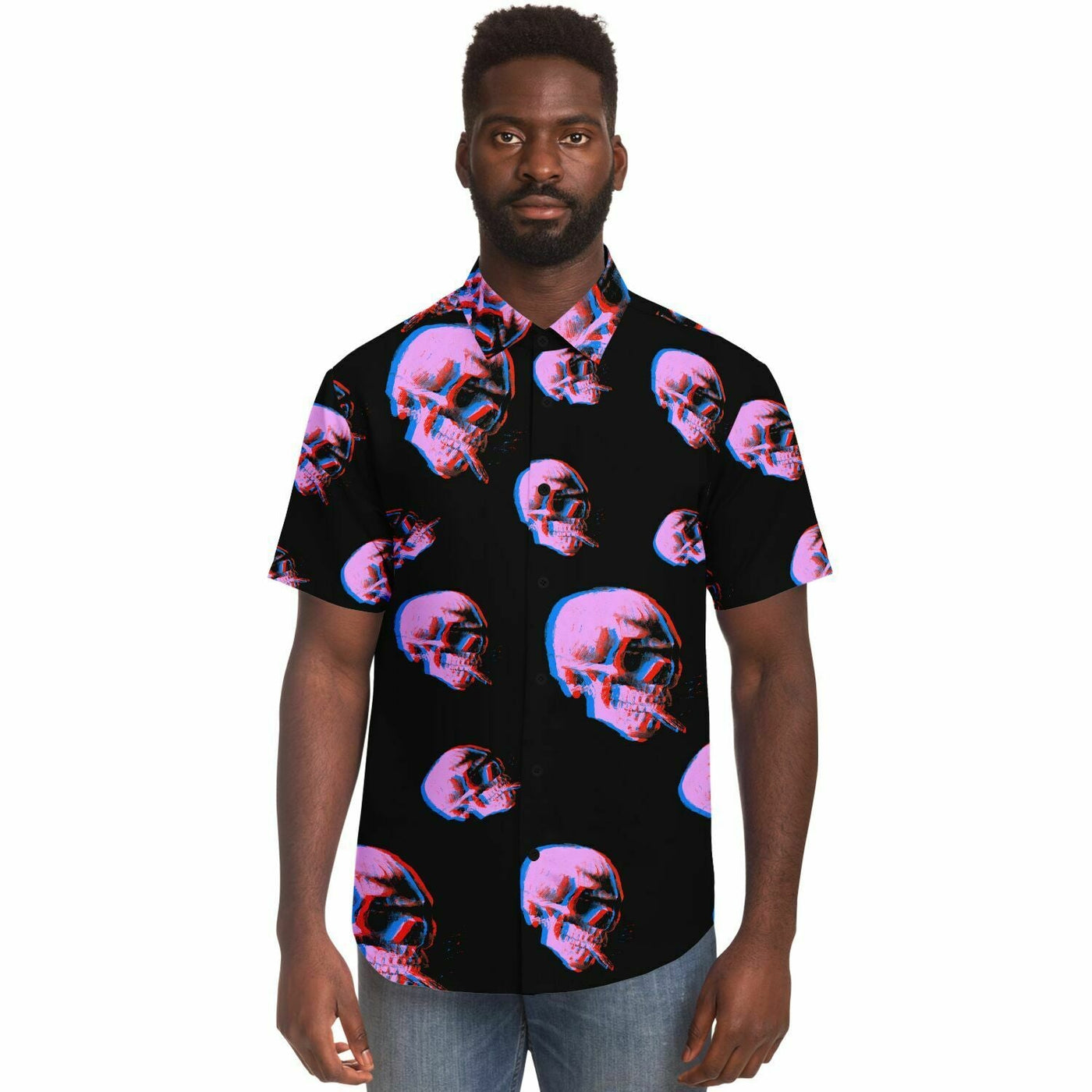 Skull With Burning Cigarette - Van Gogh Tribute | Art Freak Pop short Sleeves Shirt