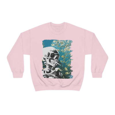 Skull With Burning Cigarette on Cherry Blossom - Van Gogh Tribute | Art Freak Sweatshirt
