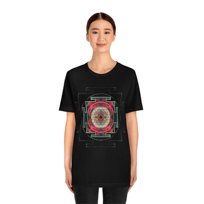 Sri Yantra Black Myst | Sacred Meditation Unisex T-shirt