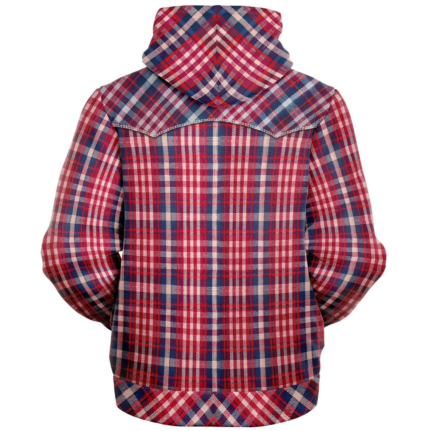 Street Cowboy Sherpa Lined Hoodie with Western Shirt Pattern | TimeElements.shop