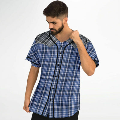 Street Cowboy V1 Blue - Western Shirt Pattern | Fun Fashion Baseball Jersey