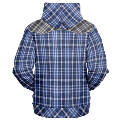 Street Cowboy V1 Blue - Western Shirt Pattern | Fun Fashion unisex Hoodie