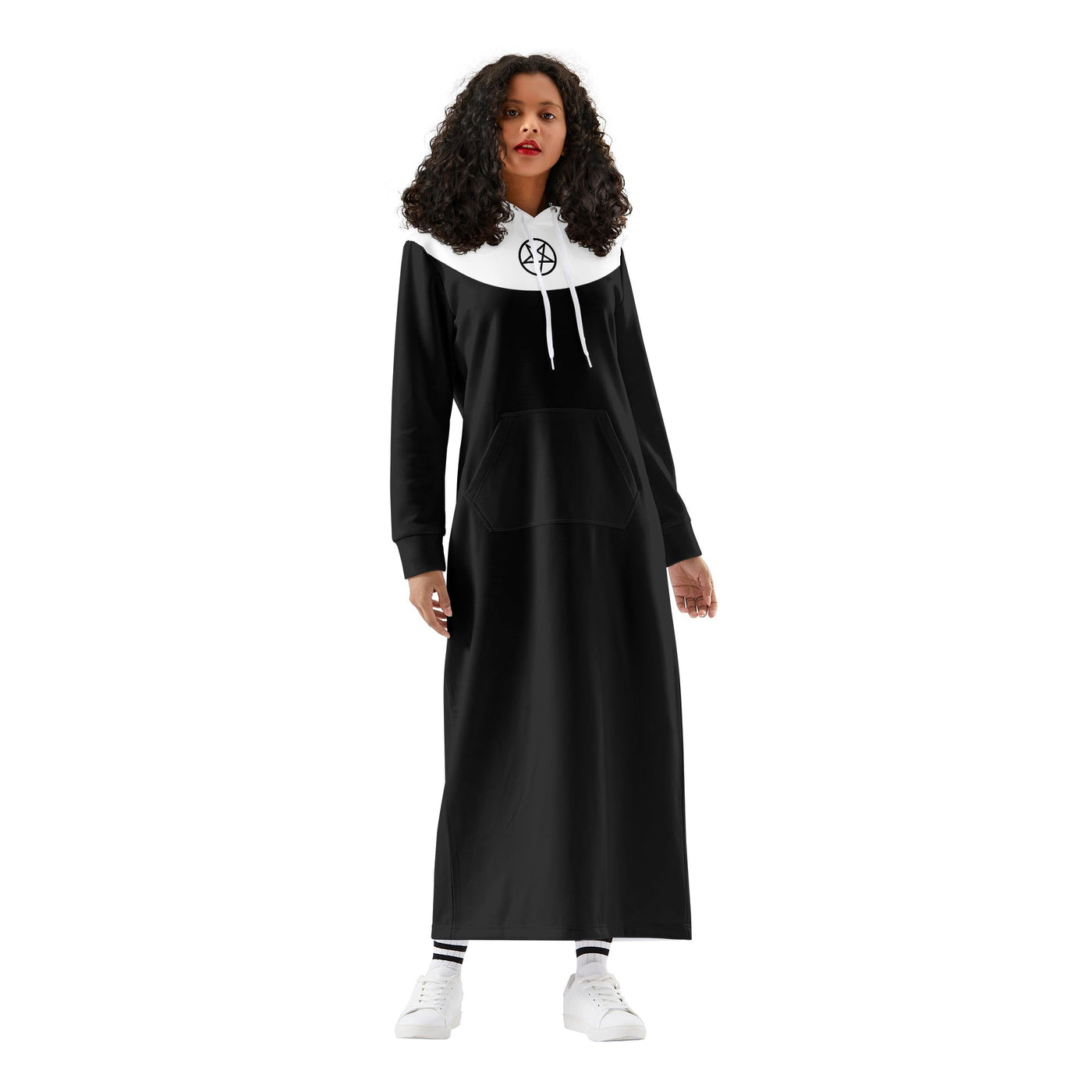 extra long hoodie dress Extra Long Hoodie Dress With ZIPPER POCKETS by AAKASHA A92055
