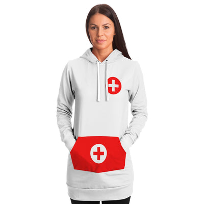 Street Nurse Outfit | Red Cross Nurse Long Hoodie Dress