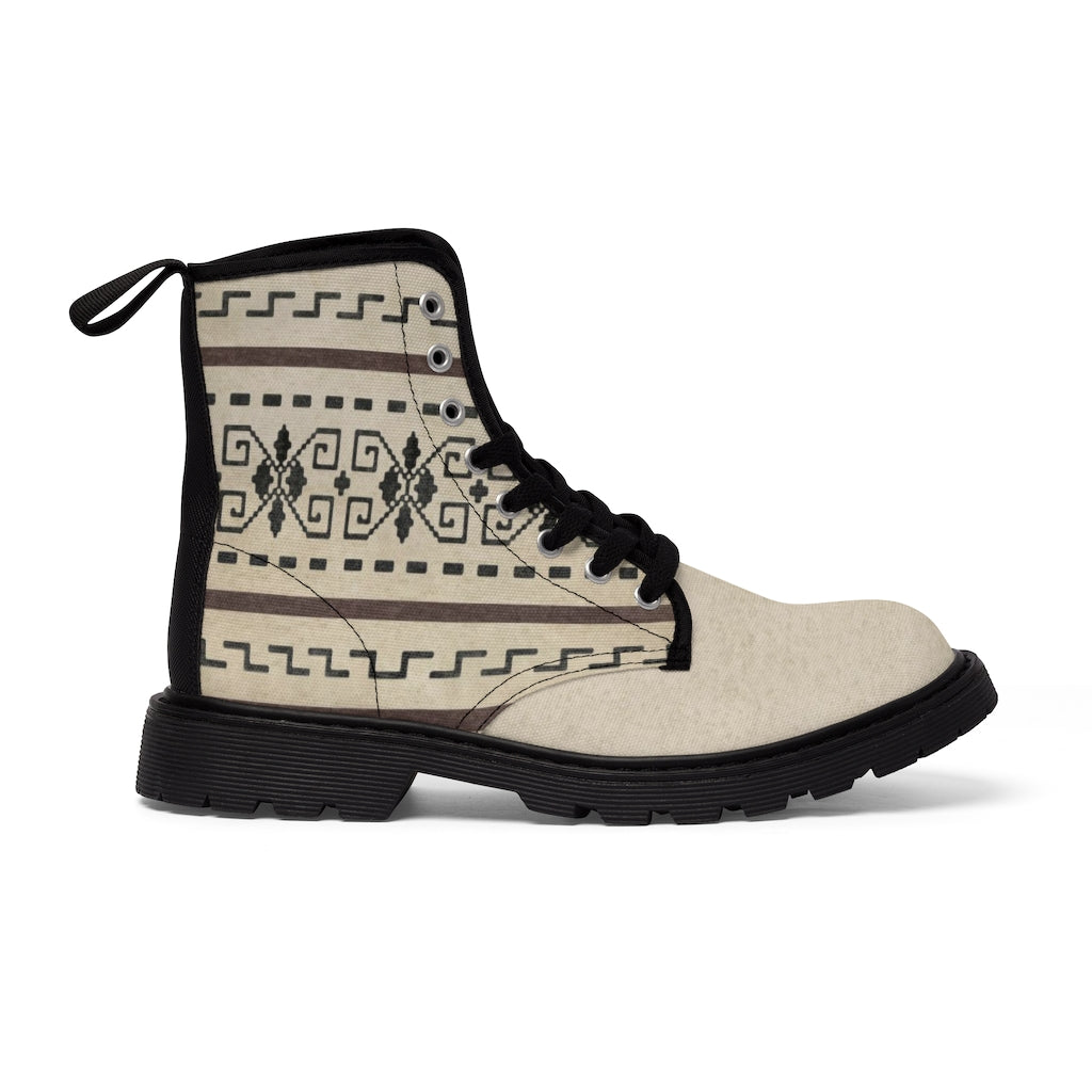 The Dude's Boots W/ The Classic Big Lebowski Sweater Pattern Canvas Boots (Men's sizes)