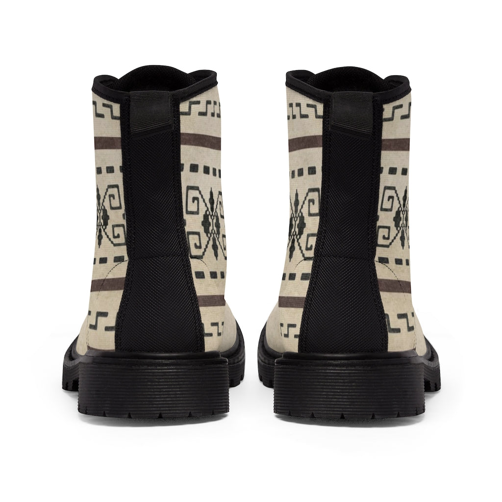 The Dude's Boots W/ The Classic Big Lebowski Sweater Pattern Canvas Boots (Men's sizes)