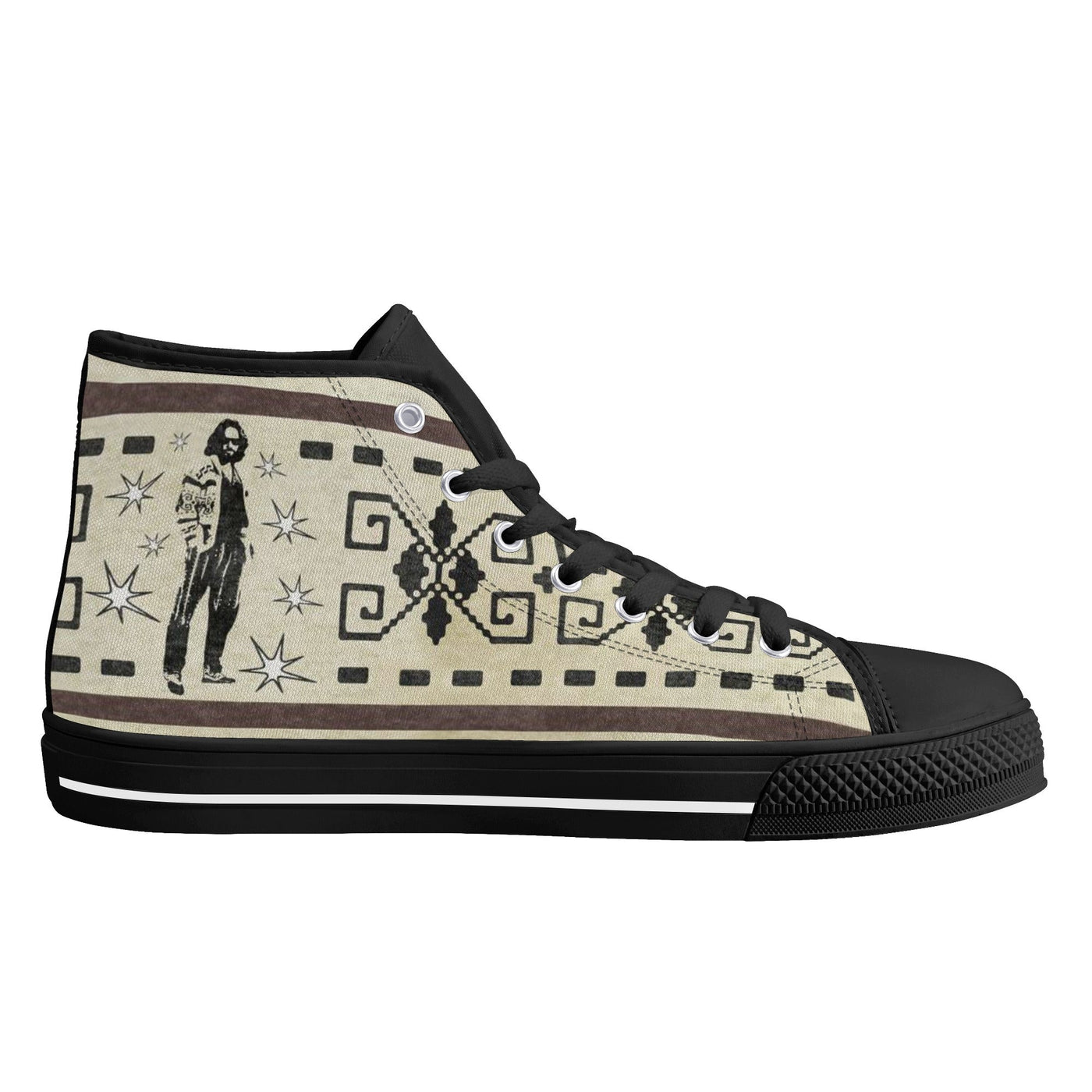 The Dude's High Top Canvas Sneakers w/ Lebowski Icon