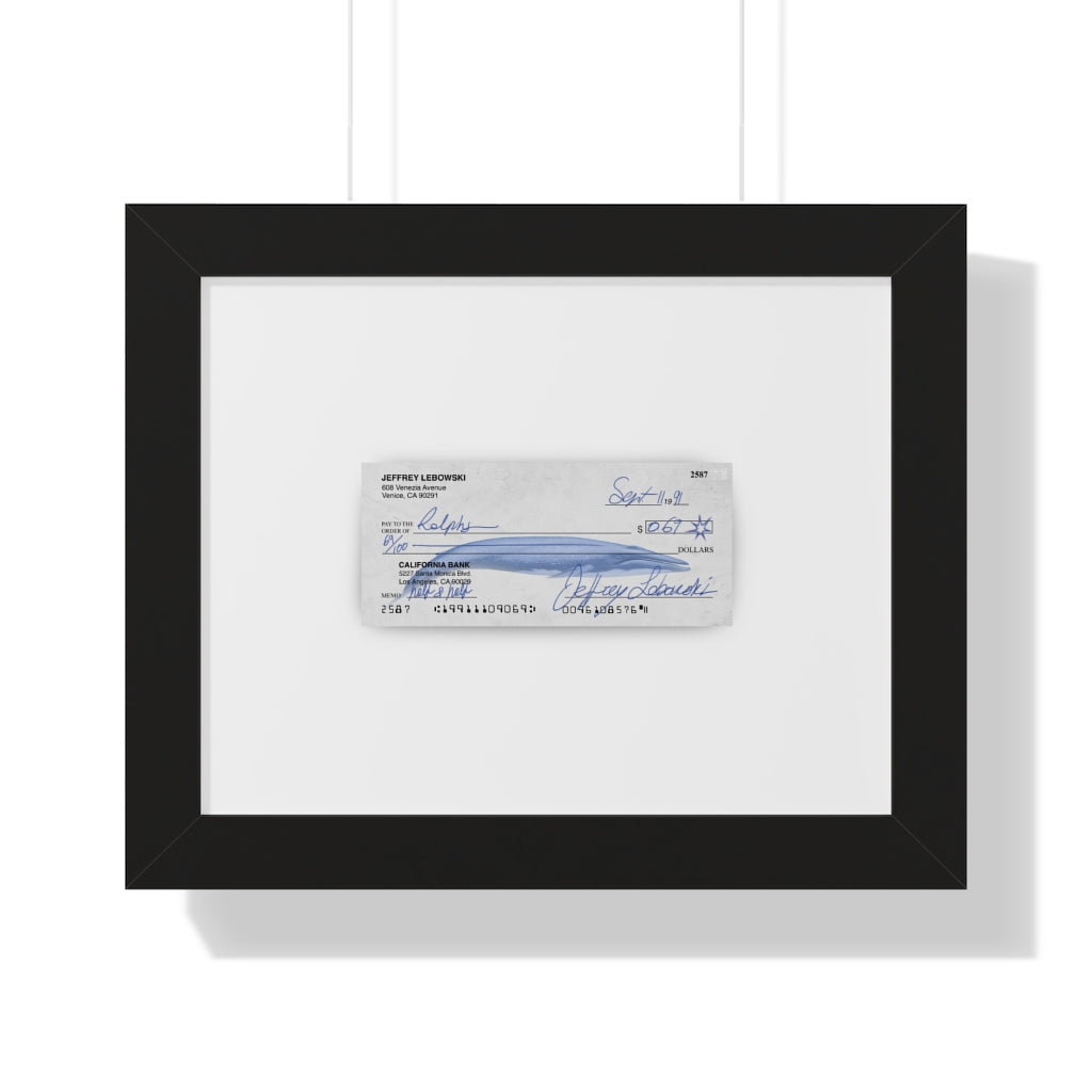 The Dude's Postdated Check, life size print | The Big Lebowski Framed Art Print