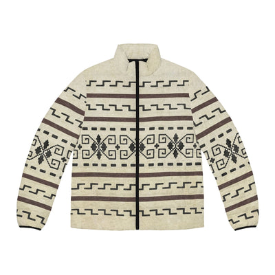 The Dude's Puffer Jacket with The Classic Big Lebowski Sweater Pattern