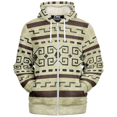 The Dude's Sherpa Lined Hoodie V1 w/ iconic Lebowski Sweater Pattern
