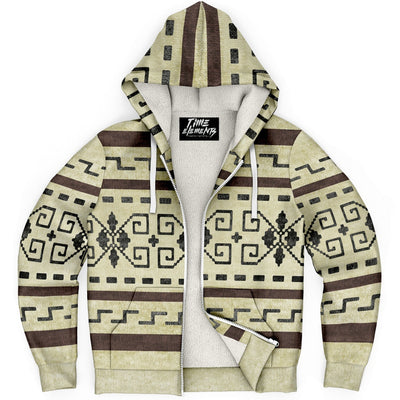 The Dude's Sherpa Lined Hoodie V1 w/ iconic Lebowski Sweater Pattern