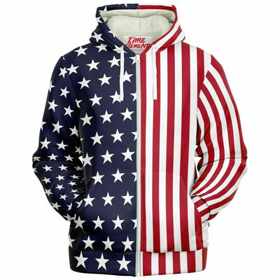 USA Flag Stars & Stripes | American Sherpa Lined Hoodie