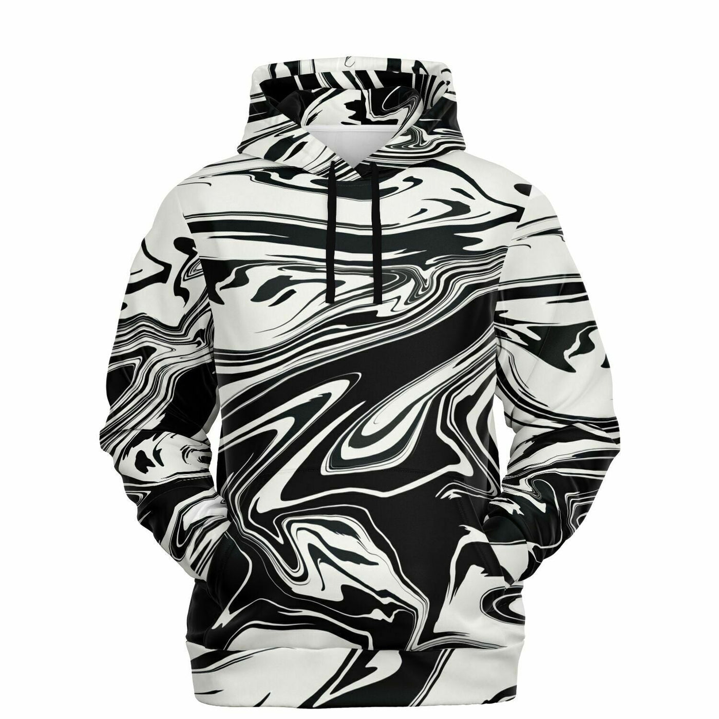 Wavy Black & White Abstract Psychedelic Pattern Fashion Hoodie