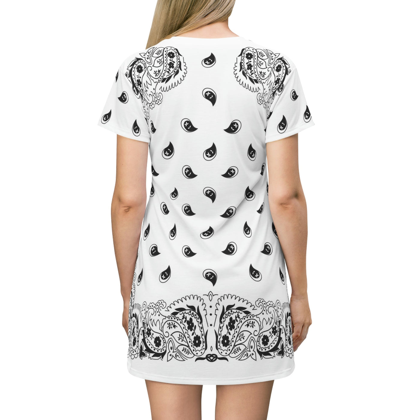 White Bandana Pattern | Fashion T-Shirt Dress